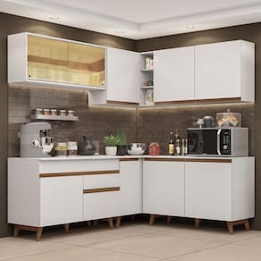 Cozinha Completa De Canto Madesa Reims 382001 Branco