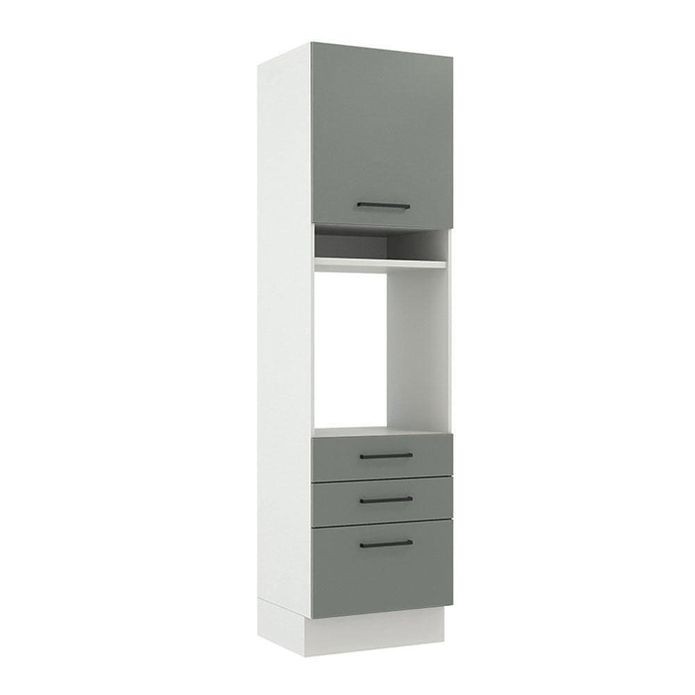 Torre Quente Madesa Agata 1 Porta 3 Gavetas Branco Cinza