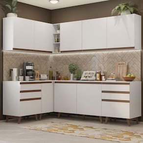 Cozinha Completa De Canto Madesa Reims 382002 Branco