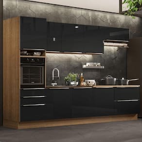 Cozinha Completa Madesa Com Armário E Balcão - Rustic/preto