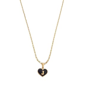Colar Cartier 50Cm Coração Negro Letra J Banhado Ouro 18K