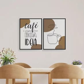 Kit 2 Quadros Café É Sempre Uma Boa Ideia 33X24Cm Preta