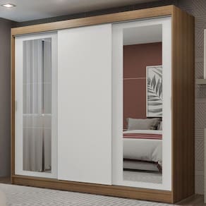 Guarda-roupa 3 Portas de Correr Espelhos 3 Gavetas Madesa