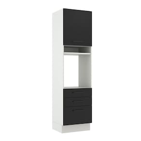 Torre Quente Madesa Agata 60cm 1 Porta 3 Gaveta Branco Preto