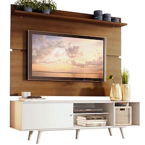 Rack Dubai e Painel até 65" com Pés Branco/rustic Madesa