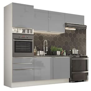 Cozinha Lux com Armário e Balcão 6 Portas 3 Gavetas Branco