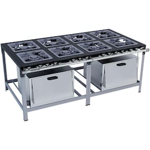 Fogão Industrial Stori Premium 8 Bocas 40x40 Com 2 Fornos M20 Metalmaq Fogão Baixa Pressão Pintado