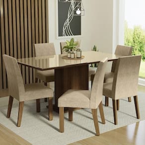 Conjunto Mesa Tampo De Vidro 6 Cadeiras