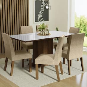 Conjunto Mesa Tampo De Vidro 6 Cadeiras
