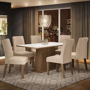 Conjunto Sala Jantar Mesa Madeira 6 Cadeiras Rustic
