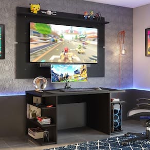 Mesa Para Gamer e Painel - Preto