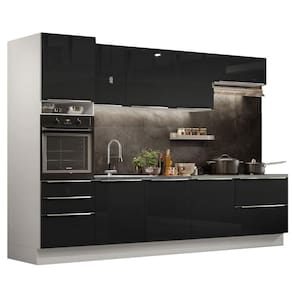 Cozinha Completa Com Armário e Balcão - Branco/preto