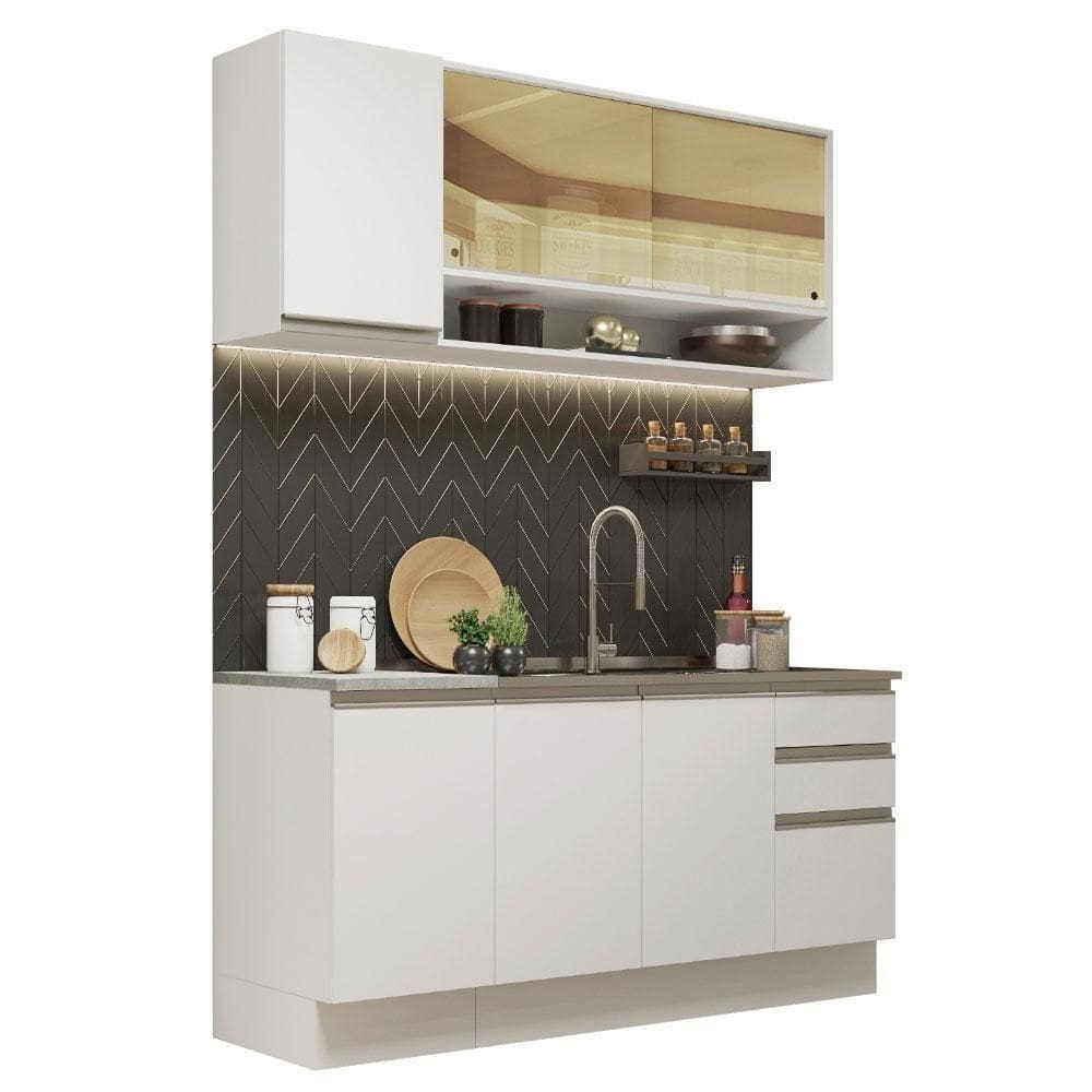 Cozinha Completa Glamy Com Armário E Balcão sem Tampo E Pia