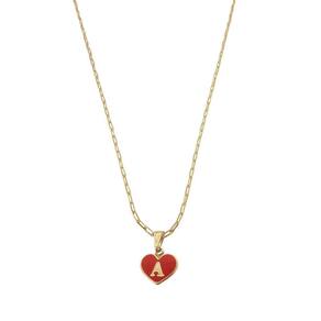 Colar Cartier 45Cm Coração Vermelho Letra A Banhado Ouro 18K