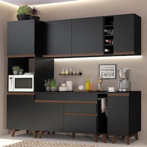 Cozinha Completa Madesa Reims com Armário e Balcão - Preto