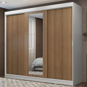 Guarda-roupa 3 Portas de Correr com Espelho 3 Gavetas Madesa
