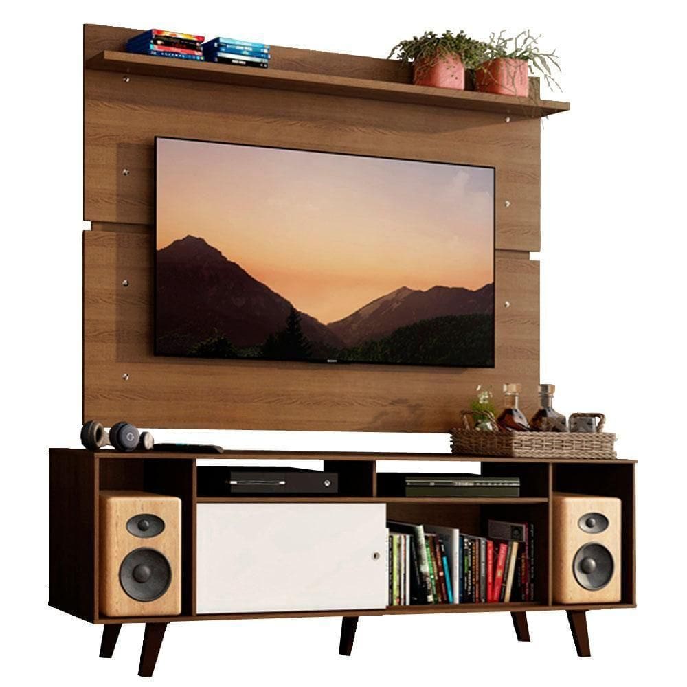 Rack Madesa Cancun com Pés e Painel para Até 65`` Rustic