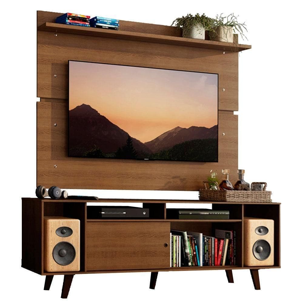 Rack Madesa Cancun com Pés e Painel para Até 65`` Rustic