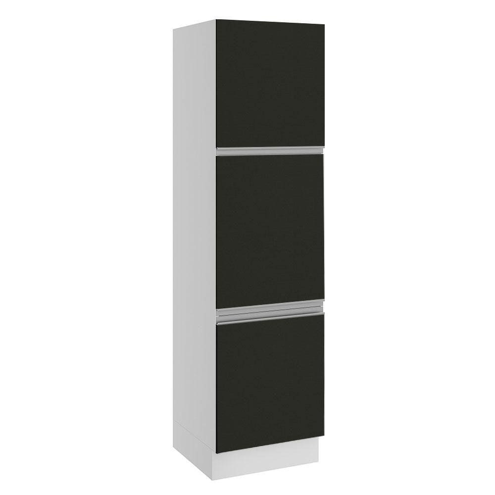 Paneleiro Madesa Glamy 60 Cm 3 Portas Branco Preto