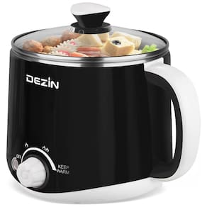 Panela Elétrica Dezin Hot Pot 1,6L em Aço Inox - Ideal para Cozinhar Macarrão, Ovo, Dumpling e Sopa Rapidamente