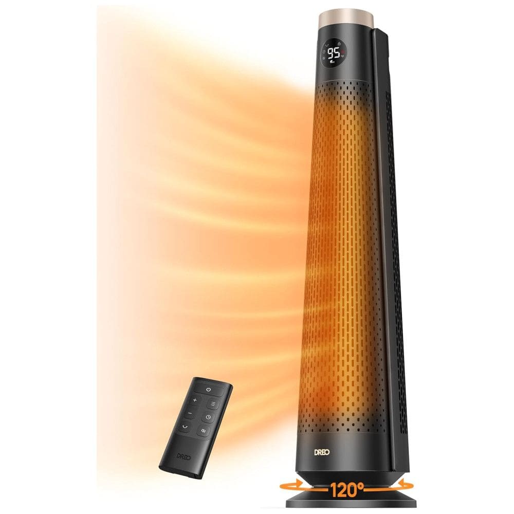 Aquecedor Elétrico Dreo Space Heater Indoor de 76,2 cm com Controle Remoto - Aquecimento Potente para Ambientes Amplos - Design Seguro e
