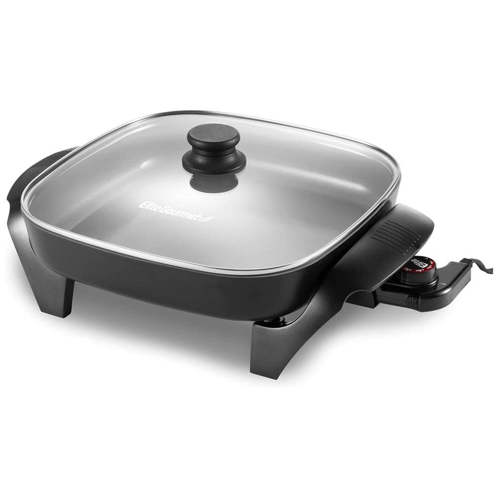 Frigideira Elétrica Cerâmica Elite Gourmet EG2212 30,48x30,48x5,46 cm, Livre de PFAS, Cinza Escuro