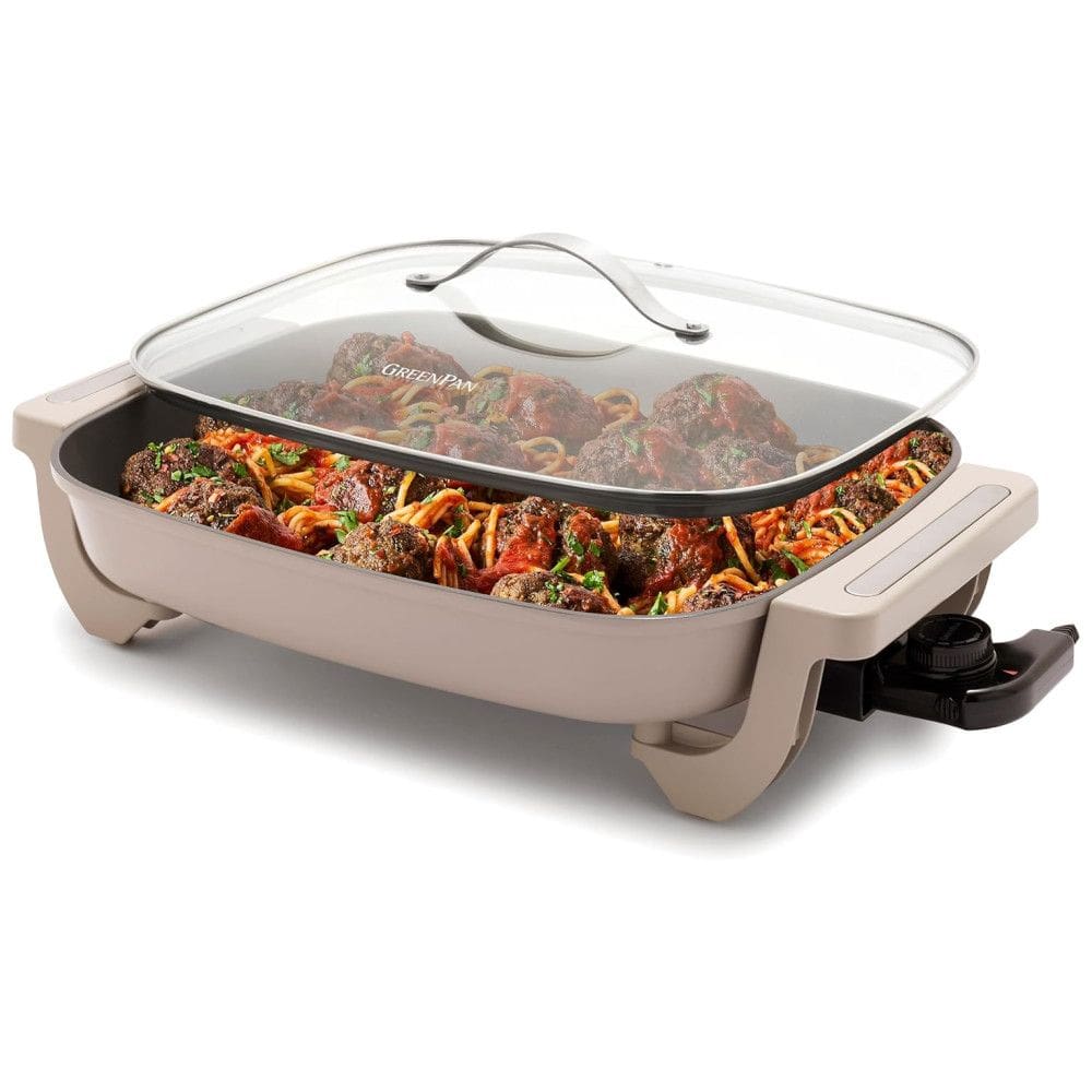 Frigideira Elétrica GreenPan Advanced 30 X 38 cm com Tampa, Capacidade de 6,6 Litros para Refeições em Família, Revestimento Cerâmico