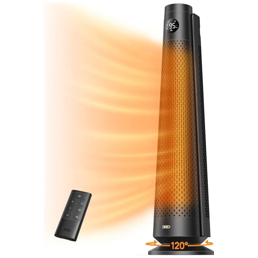 Aquecedor Dreo para Ambientes Amplos, 76 cm, Controle Remoto, Oscilação de 120°, Termostato Ajustável, 5 Níveis de Calor, 3 Níveis de