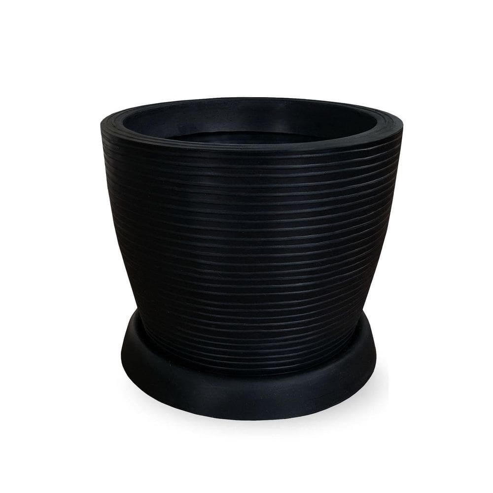 Vaso De Planta Flor Pilão De Polietileno 30X30 + Prato Preto
