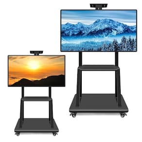 Suporte Tv Pedestal Prateleira Rodinhas Estante Chao Monitor Televisao Ajustavel Universal