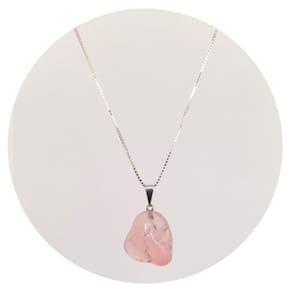 Colar 50Cm Prata 925 Quartzo Rosa - Natural P. Vecchio Joias