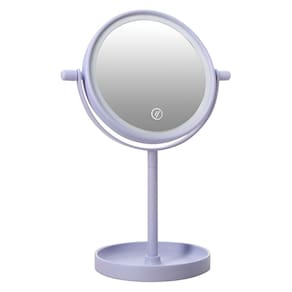 Espelho de Mesa 40 LEDs Maquiagem Giratório Iluminado Lilás