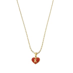 Colar Cartier 45Cm Coração Vermelho Letra K Banhado Ouro 18K