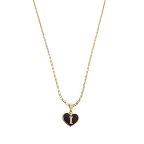 Colar Cartier 45Cm Coração Negro Letra I Banhado Ouro 18K