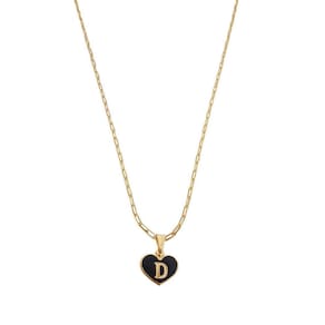 Colar Cartier 60Cm Coração Negro Letra D Banhado Ouro 18K