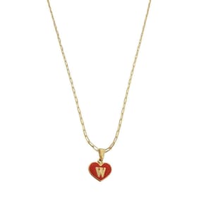 Colar Cartier 50Cm Coração Vermelho Letra W Banhado Ouro 18K