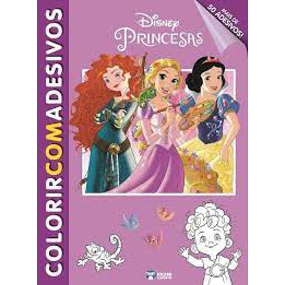 Livro Colorir Com Adesivos - Disney Princesas