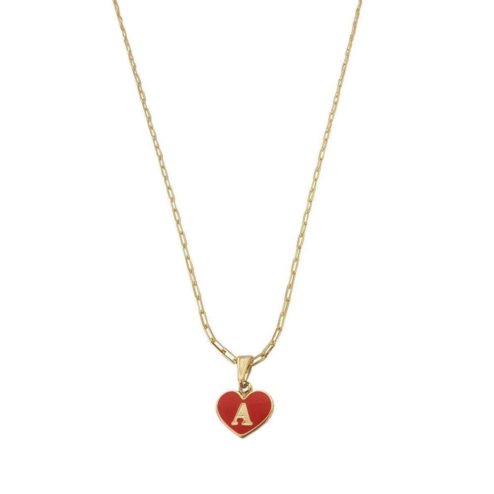 Colar Cartier 60Cm Coração Vermelho Letra A Banhado Ouro 18K