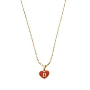 Colar Cartier 60Cm Coração Vermelho Letra D Banhado Ouro 18K