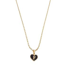 Colar Cartier 60Cm Coração Negro Letra F Banhado Ouro 18K
