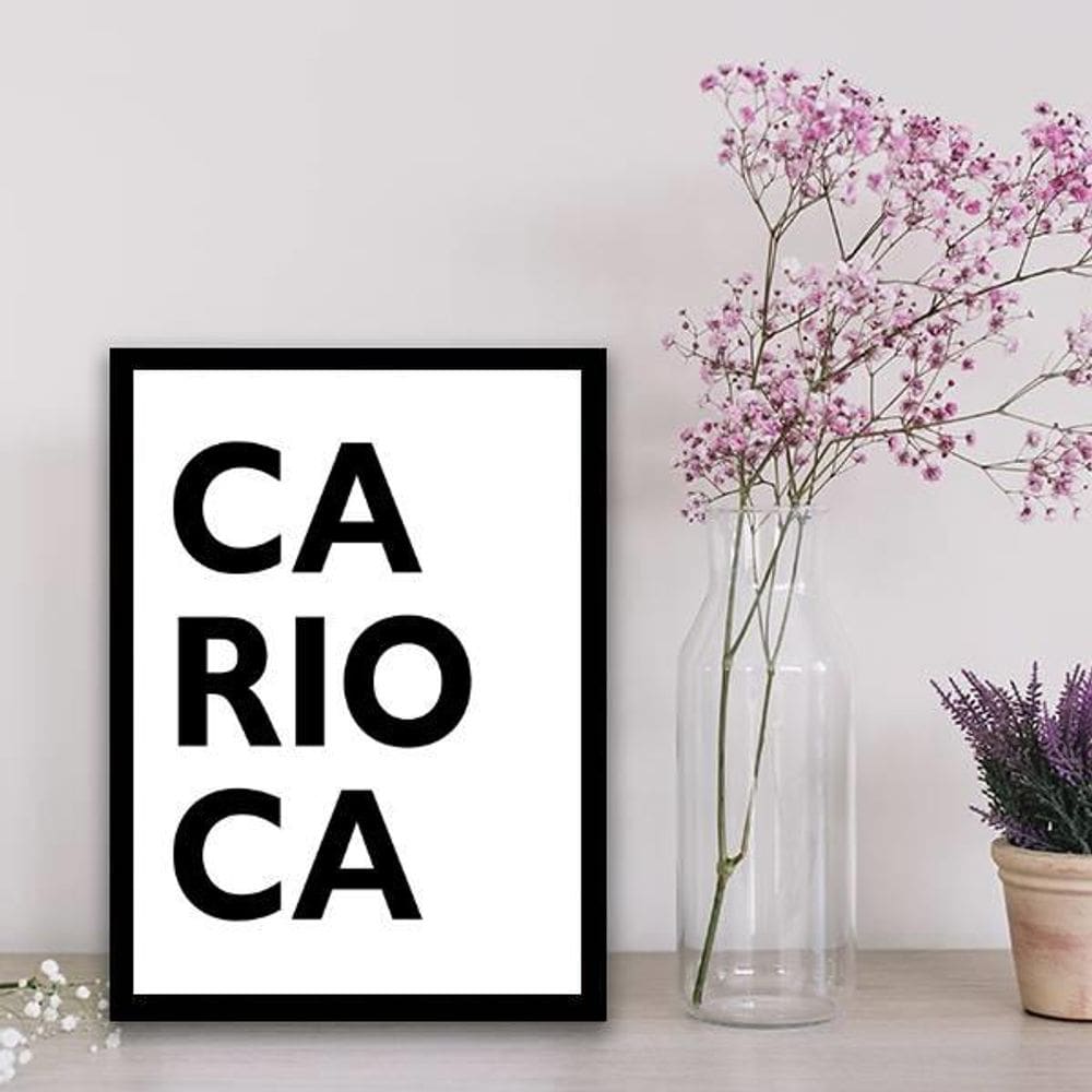 Quadro Palavra Carioca Moldura Preta Com Vidro 33X24Cm