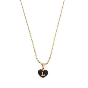 Colar Cartier 45Cm Coração Negro Letra L Banhado Ouro 18K