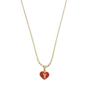 Colar Cartier 50Cm Coração Vermelho Letra Y Banhado Ouro 18K
