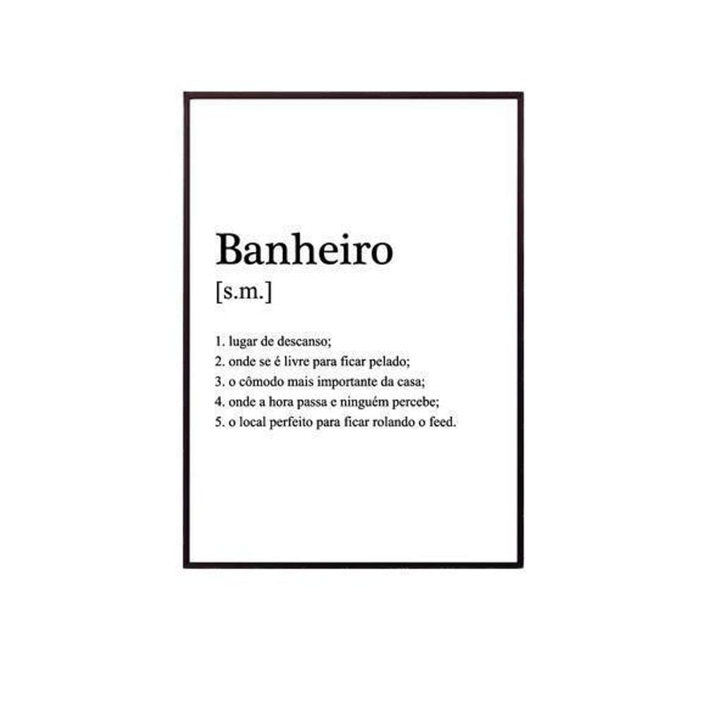 Quadro Decorativo Banheiro Significado 45X34 C/Vidro - Preta