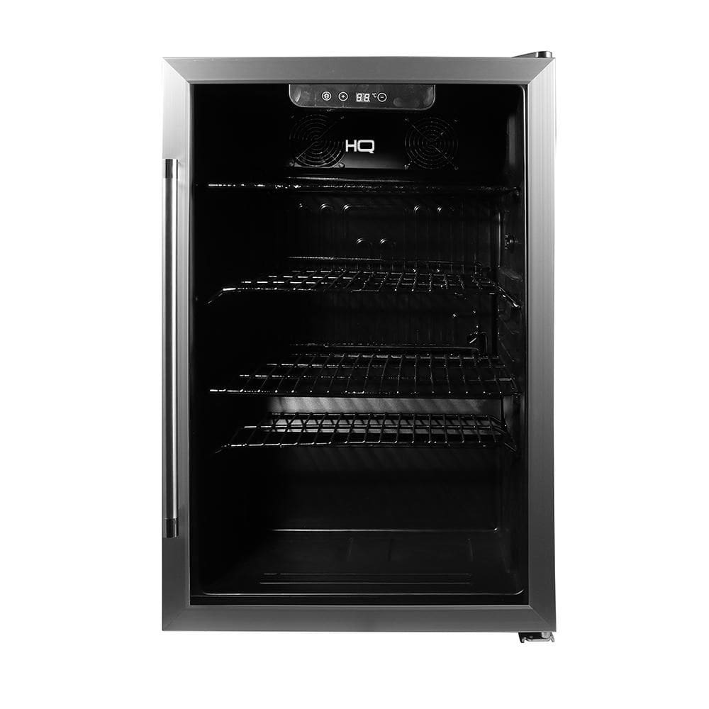 Cervejeira Expositor Vertical HQ Vidro Duplo 125 Litros Preta e Inox HQ-125CEVPV
