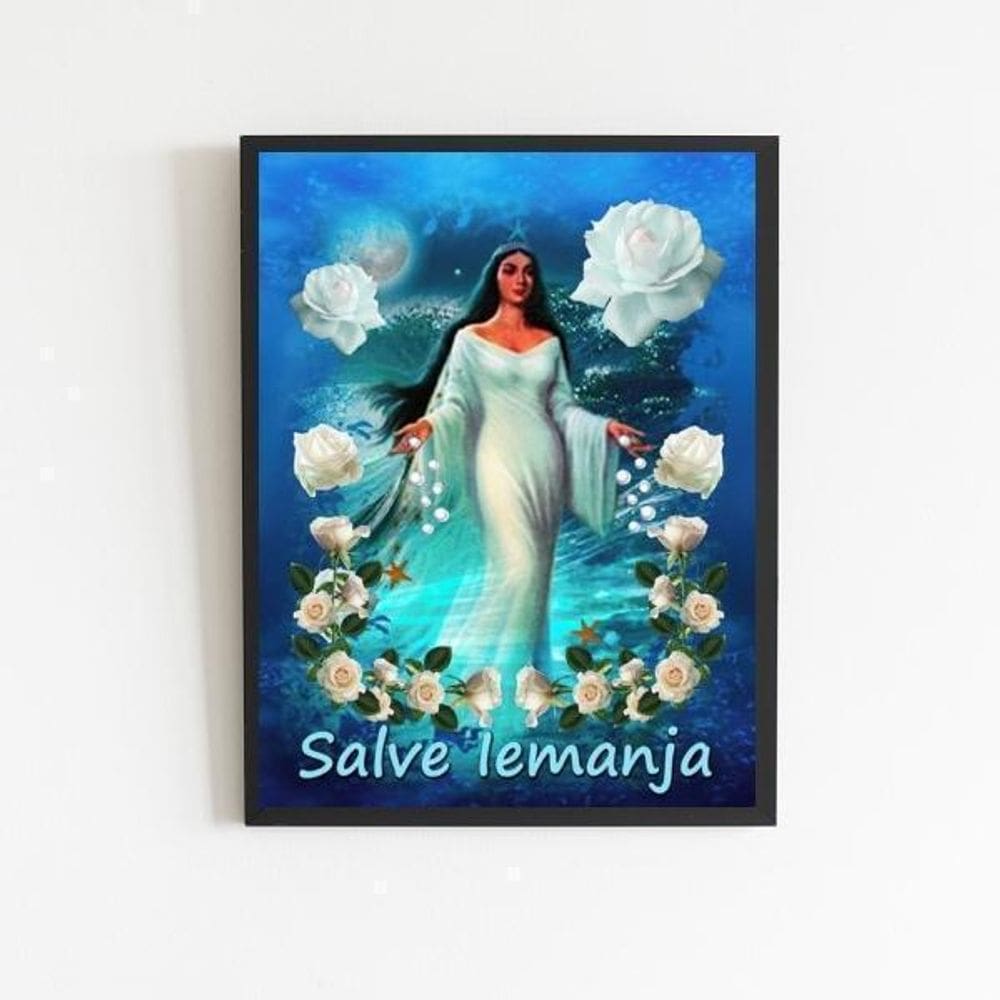 Quadro Decorativo Salve Iemanjá 45X34Cm Preta