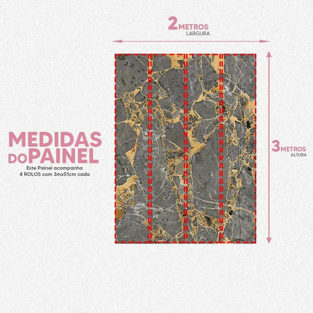 Papel De Parede Painel 3D Mármore Agata Com Dourado 2M