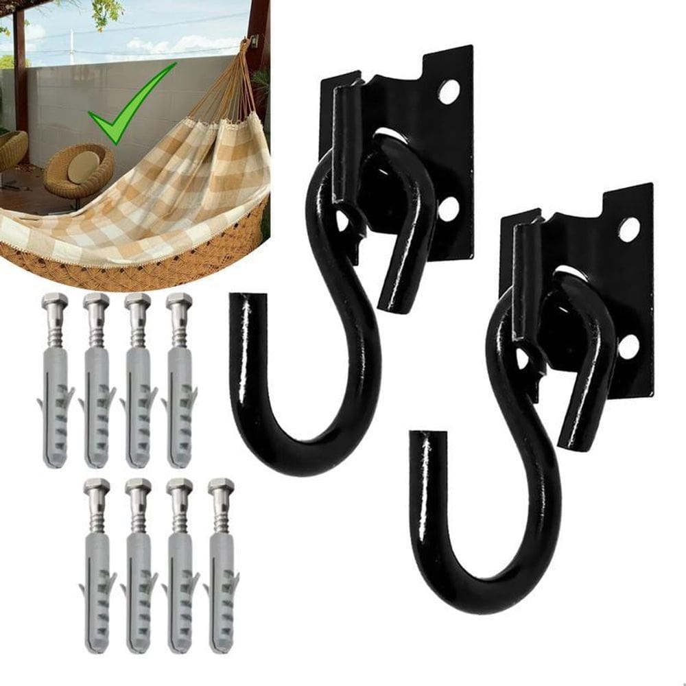 1 Kit Gancho De Rede Reforçado Com 8 Parafuso E Bucha 150Kg