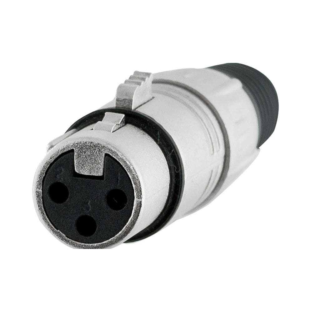 Conector XLR HX001F Fêmea 3 Pólos Niquelado Prata - AC3083U
