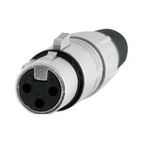 Conector XLR HX001F Fêmea 3 Pólos Niquelado Prata - AC3083U